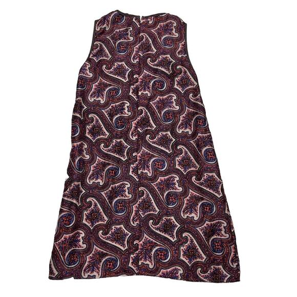 Theory Brindina Veranda Dress Size 6 Purple Paisley Print 100% Silk Shift Mini - Picture 11 of 16